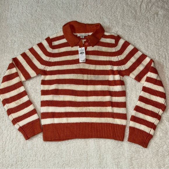 American Eagle Striped Ribbed Knit Long Sleeve Sweater Medium NWT - Picture 1 of 5